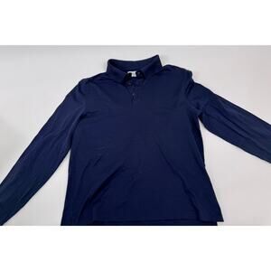 Unisex Salvatore Ferragamo Navy Blue Fine Cotton Long Sleeve Polo Shirt Size S